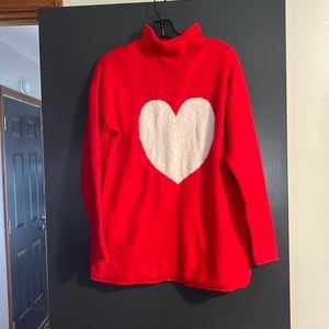 Oversized mock neck cupcakes & cashmere red heart sweater size M